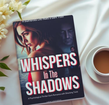 Whispers in the Shadows psychological thriller book cover by Lena Lexington