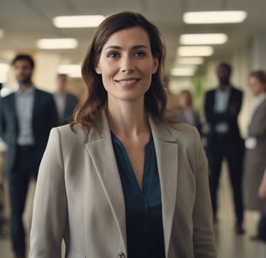 Femme adulte souriante sur son lieu de travail