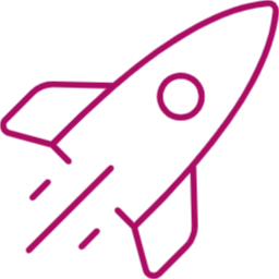 Hot pink rocket icon for click with Marcie website.