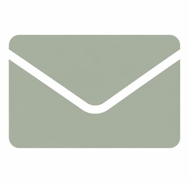 Minimalist sage green envelope icon for email contact and digital communication.