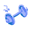 Blue doodle weights symbolizing the project's challenges.
