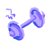 Violet doodle weights symbolizing the project's challenges.
