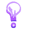 Violet doodle lightbulb symbolizing the project's outcomes.