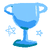 Blue doodle trophy symbolizing the project's goals.