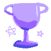 Violet doodle trophy symbolizing the project's goals.