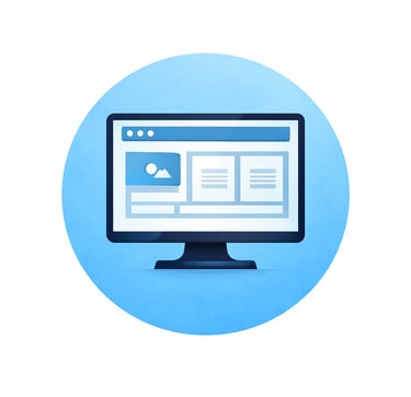 Website development icon on monitor representing responsive and scalable build