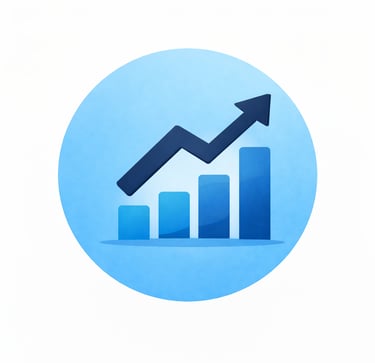 Performance optimization icon with upward chart representing growth and improvement