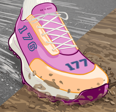 Image chaussure rose course à pied playlist RUN TO MUSIC 176-177