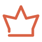 A minimalist orange crown icon with a simple outline design isolated on a black background.