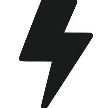 Black lightning bolt icon representing power, energy, and electrical speed.