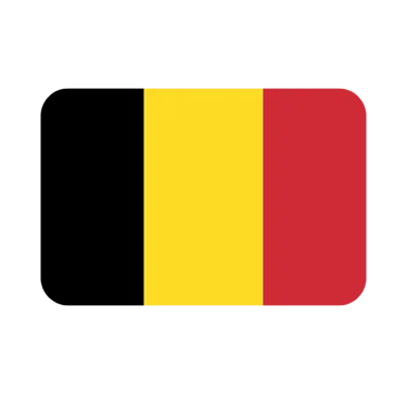 Icon of the Belgium flag featuring vertical stripes of black, yellow, and red on a dark background.