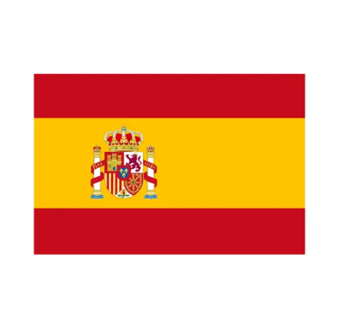 National flag of Spain featuring horizontal red and yellow stripes with the Spanish coat of arms.
