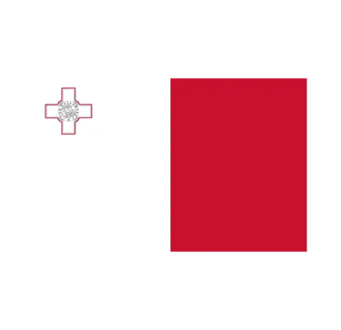 The national flag of Malta featuring vertical white and red bands with the George Cross.