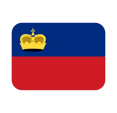 National flag of Liechtenstein featuring blue and red horizontal bands with a gold princely crown.