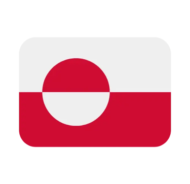 The national flag of Greenland with red and white horizontal bands and a central circle.