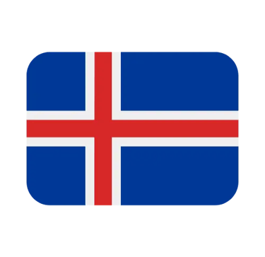 The national flag of Iceland with its blue background and red and white Nordic cross.