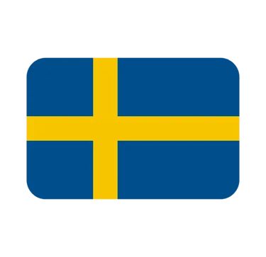 Swedish flag icon with rounded corners featuring a yellow Nordic cross on a blue background.
