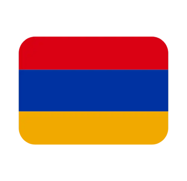 The national flag of Armenia with horizontal stripes of red, blue, and orange on a black background.