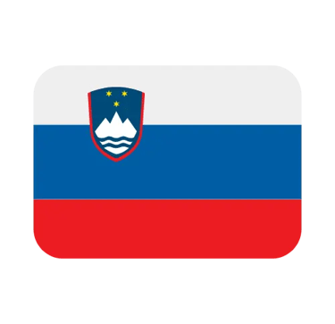 Official national flag of Slovenia featuring white, blue, and red stripes with the coat of arms icon.