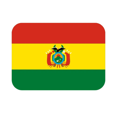 The national flag of Bolivia with rounded corners, featuring red, yellow, and green stripes and the coat of arms.