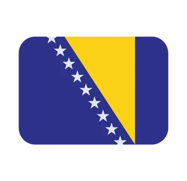 Bosnia and Herzegovina flag icon featuring a yellow triangle and white stars on blue.