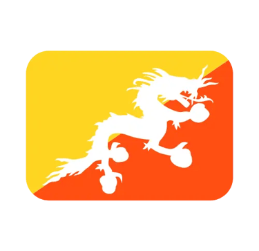 The national flag of Bhutan featuring a white thunder dragon on a yellow and orange background.