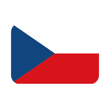 National flag of the Czech Republic featuring white and red bands with a blue triangle.