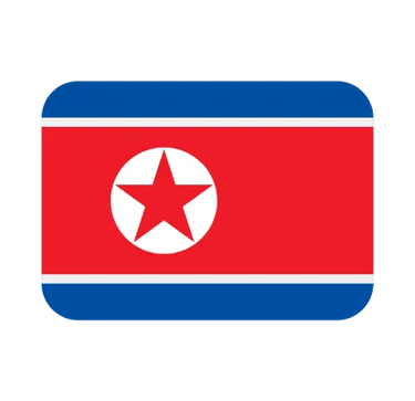 North Korea flag icon with rounded corners featuring red star and blue stripes.