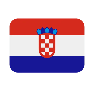 Official flag of Croatia icon featuring red, white, and blue horizontal stripes with the national coat of arms.