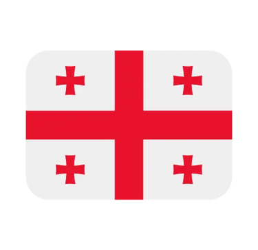 The national flag of Georgia featuring a large red cross and four small Bolnisi crosses on a white background.
