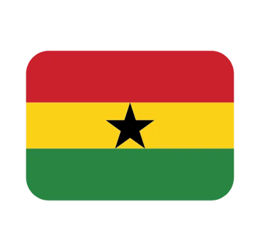 A rounded rectangle icon of the national flag of Ghana with red, yellow, and green stripes and a black star.