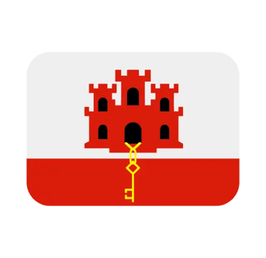 The flag of Gibraltar featuring a red three-towered castle and a golden key on a white and red background.