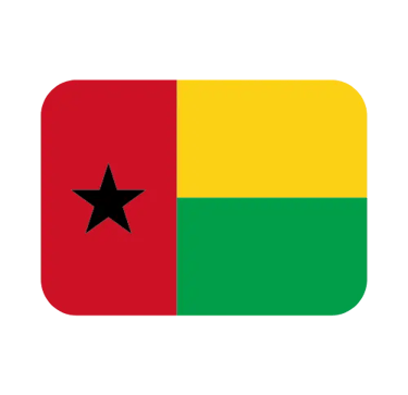 The national flag of Guinea-Bissau featuring a vertical red stripe with a black star and horizontal yellow and green stripes.