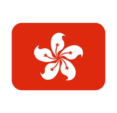 Official flag of Hong Kong featuring a white five-petal Bauhinia blakeana flower on a red background.
