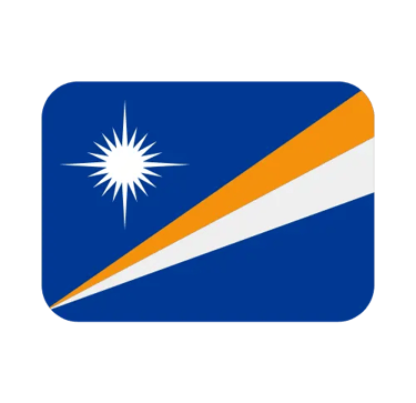Official flag of the Marshall Islands featuring a white star and orange and white diagonal stripes on a blue background.