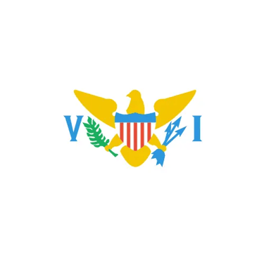 The official flag of the United States Virgin Islands featuring a yellow eagle on a white field.
