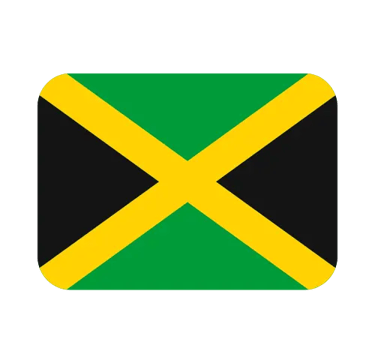 Official national flag of Jamaica featuring a yellow saltire on a green and black background.