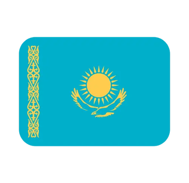 The national flag of Kazakhstan featuring a gold sun and eagle on a sky blue background.