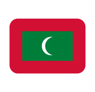 The national flag of Maldives featuring a white crescent on a green rectangle with a red border.