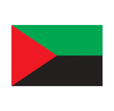 The national flag of Martinique featuring horizontal green and black stripes with a red triangle.