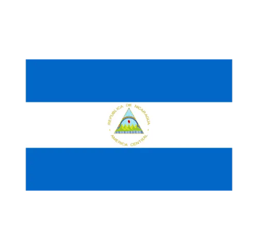 The national flag of Nicaragua featuring blue and white stripes with the central coat of arms.