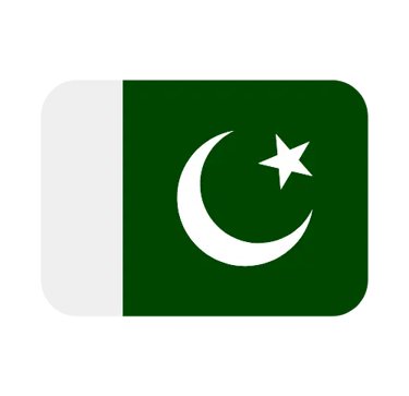 The national flag of Pakistan featuring a white crescent moon and star on a dark green and white background.