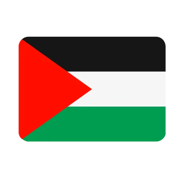The national flag of Palestine featuring black, white, and green horizontal stripes with a red triangle.