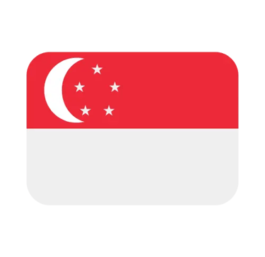 Singapore flag icon featuring a red and white horizontal bicolor with a crescent moon and five stars.