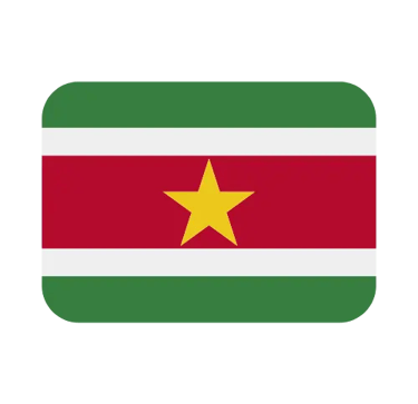 The national flag of Suriname featuring green, white, and red horizontal stripes with a yellow star.