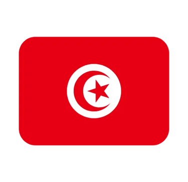 The national flag of Tunisia featuring a red crescent and star on a white circle icon.