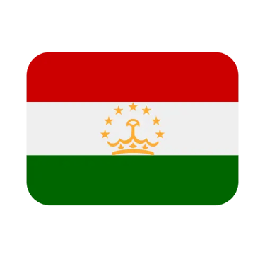 The national flag of Tajikistan featuring red, white, and green horizontal stripes with a central gold crown and seven stars.