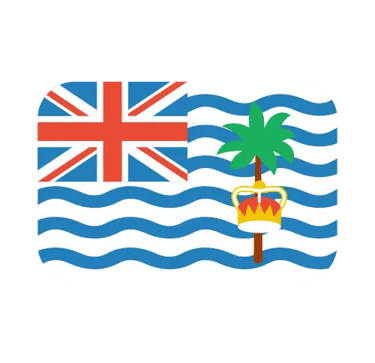 British Indian Ocean Territory flag icon with Union Jack, blue wavy lines, and palm tree.