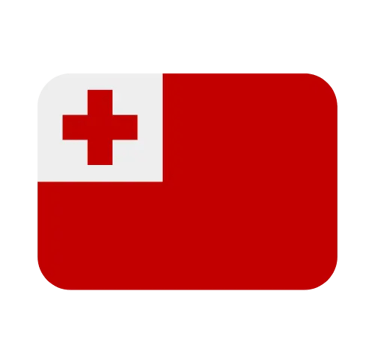 Official national flag of Tonga featuring a red field with a white canton and red couped cross.