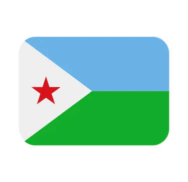 The national flag of Djibouti featuring blue and green stripes with a white triangle and red star.